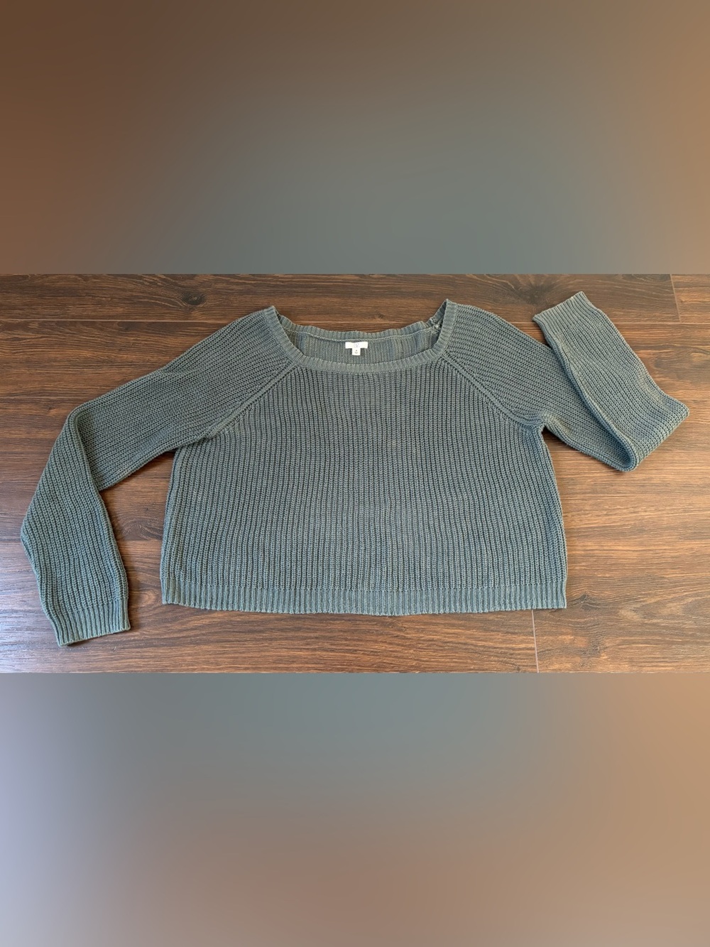 bp Cropped Ribbed Crewneck Sweater - Olive